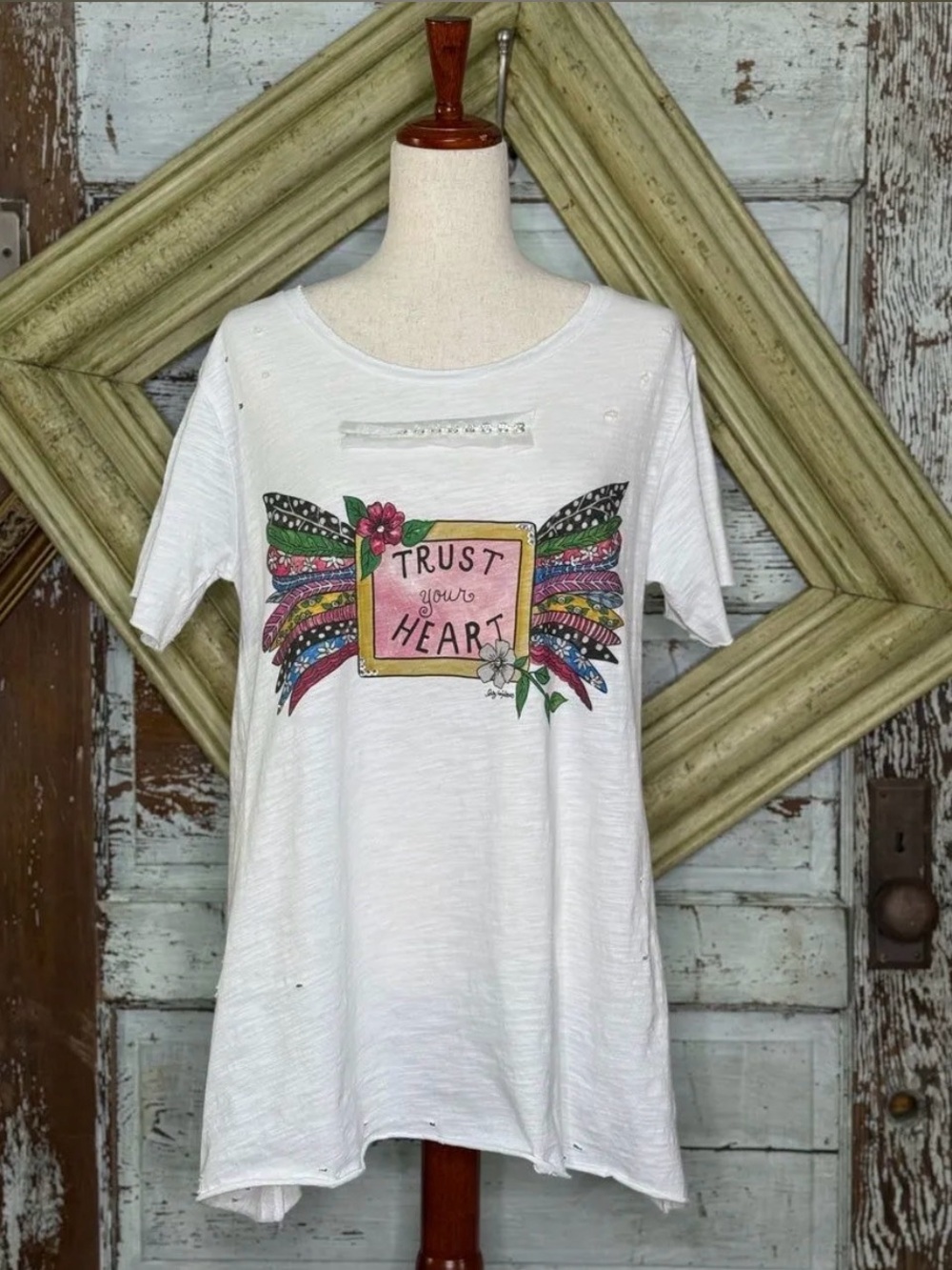 White Graphic Tee - Trust Your Heart Short Sleeve